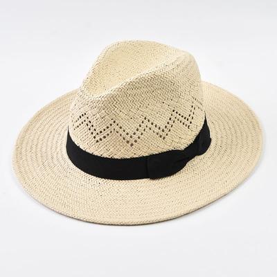 Summer Natural Straw Panamad Sun Hats Fashion Beach Hat Outdoor Wide Brim Sun Protection UV Fedora Hat