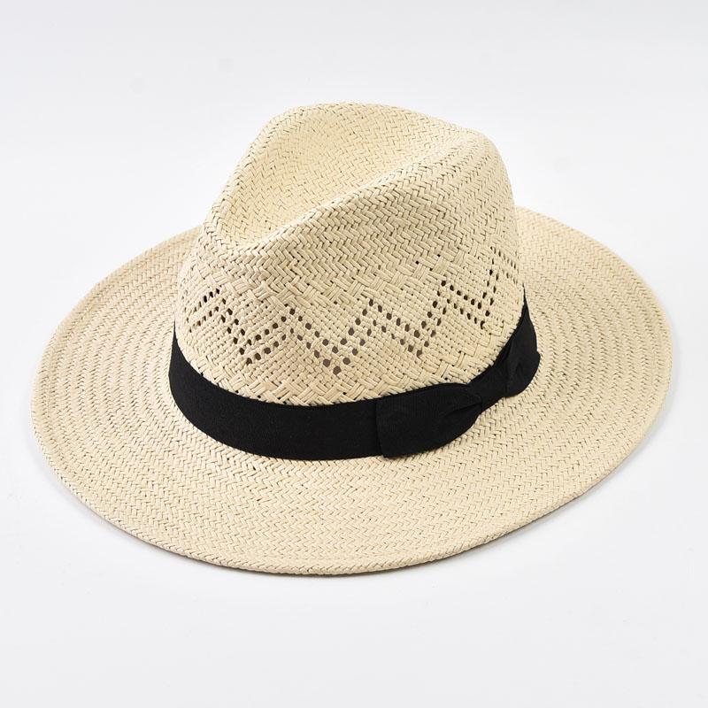 

Summer Natural Straw Panamad Sun Hats Fashion Beach Hat Outdoor Wide Brim Sun Protection UV Fedora Hat One Size