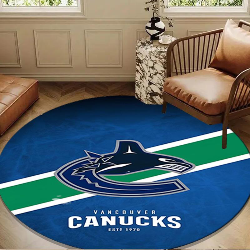 Vancouver Hockey Art Round Rug for Livingroom,Bedroom, Palyroom, Chair Rug, Area rug, Circle Carpet, Large Size Decor Fan Christmas gift