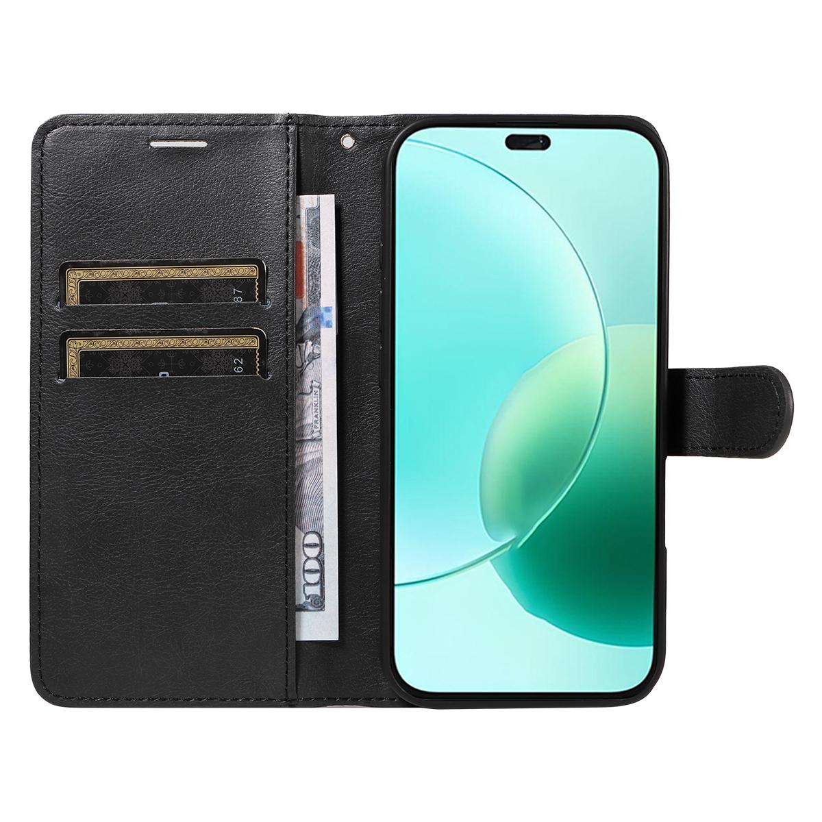 

For Honor 400 Lite Leather Wallet Case with Strap Solid Color Phone Stand Cover Blue