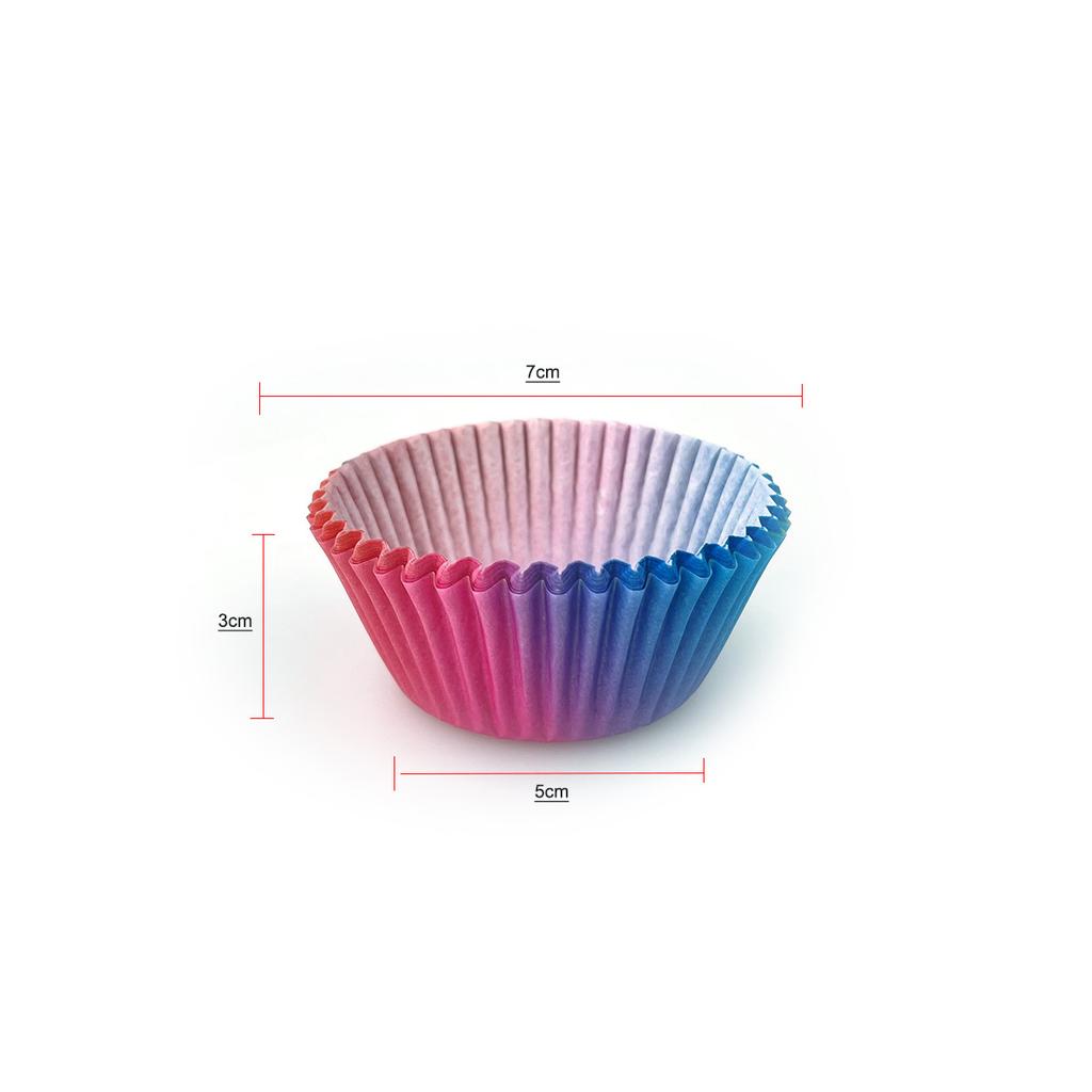 200pcs Gradient Color Cake Paper Tray Disposable High Temperature Resistance Oil Proof Paper Cup Household Kitchen Baking Mold