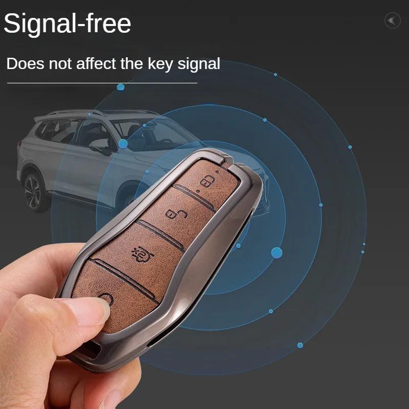 

Чехол для ключа для BYD Song Plus Atto 3 Han EV Tang DM Qin Seal Dolphin Leather Metal Remote Fob Holder Keychain Car Accessories