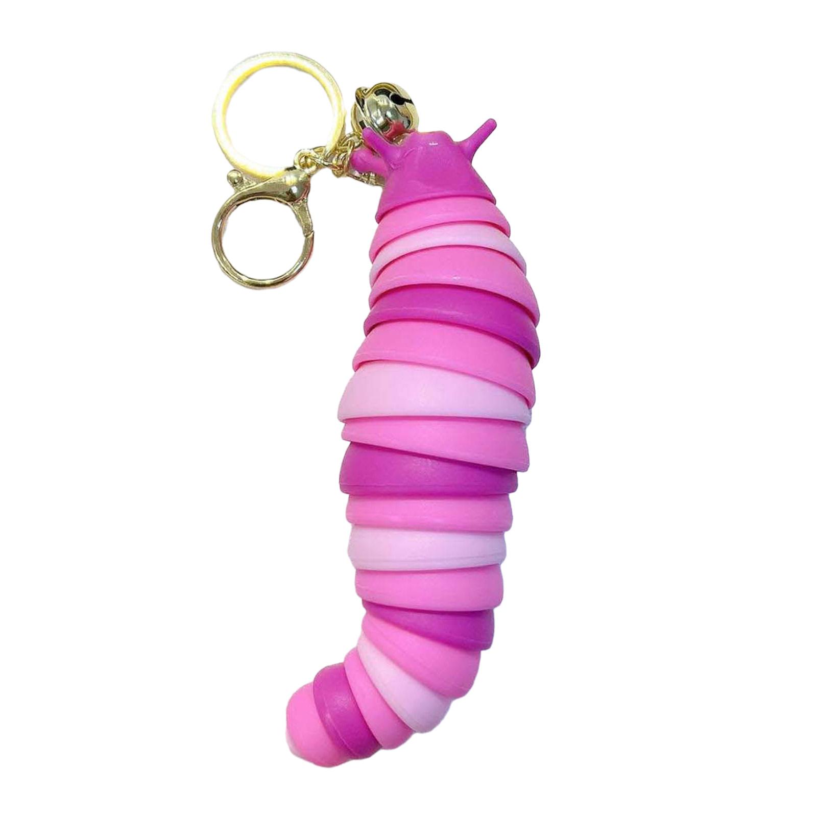 

Funny Colorful Caterpillars Keychain Fun Plastic Cartoon Animal Bag Charm Decoration for Women рожевий
