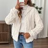 Women's Plush Jacket, Casual Solid Color Hooded Drawstring Jacket