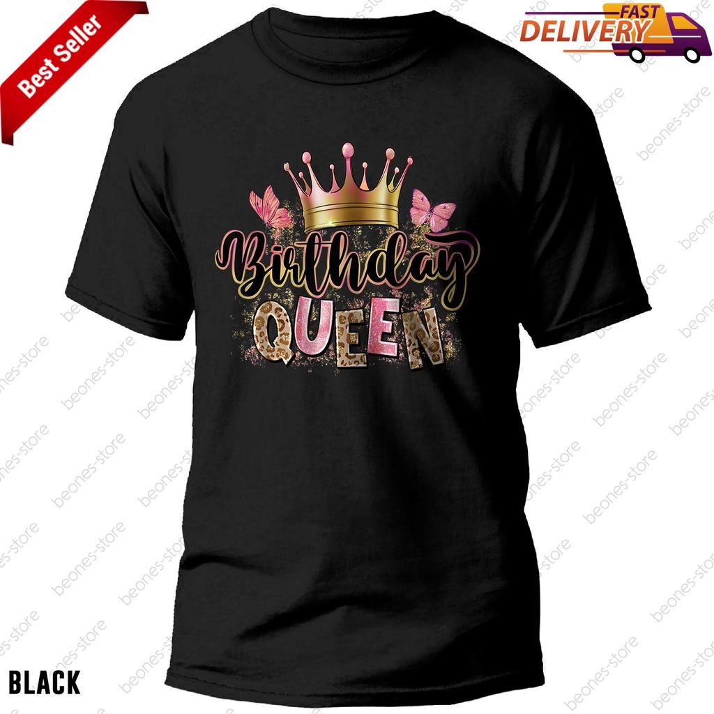 Birthday Queen T-shirt with Leopard Print Perfect for Matching Birthday Party