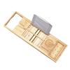 Multi Functional Telescopic Anti Slip Bamboo and Wood Bathtub Storage Rack Creative Bathroom Bamboo Bathtub Rack