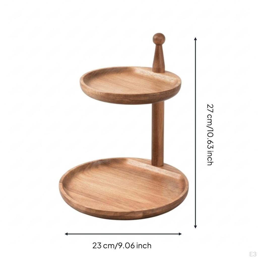Wooden Organizer with Trays Round Tiered Tray for Dresser, Entryway, Vanity
