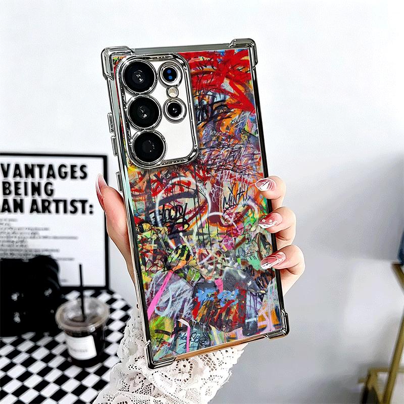 Graffiti Fashion Art Soft Phone Case For Samsung Galaxy S26 Ultra S25 Edge S24 FE S23 Plus S22 S21 + S20 Plating Anti-Fall Funda