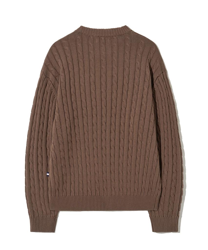 YALE Y Logo Cable Round Knit Brown