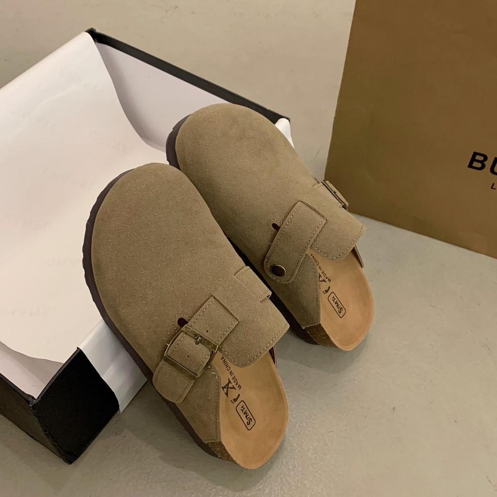 Internet celebrity outer wear versatile one-pedal Boken slippers women's 2025 spring new heightened thick-soled bag head Boken half slippers
