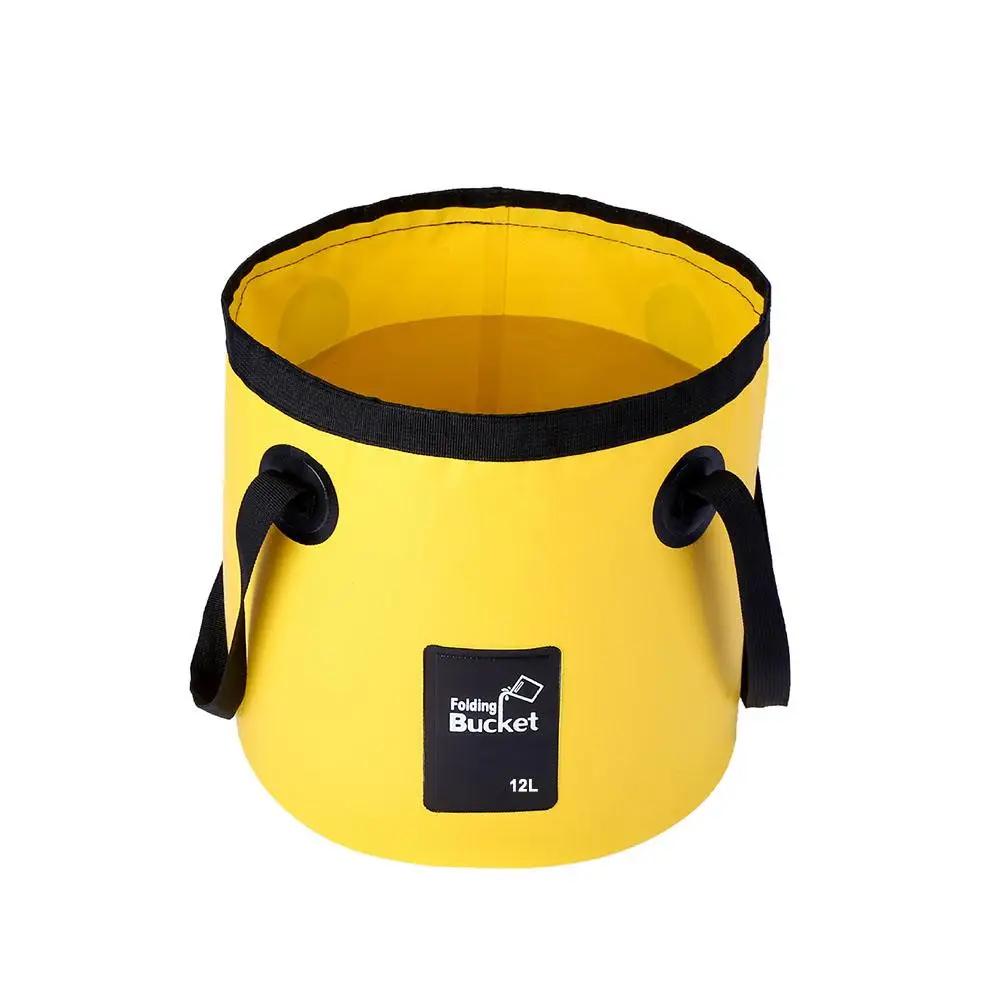 12L Car Folding Bucket Outdoor Fishing Camping Fishing PVC Camping Water Bucket Bucket Wash Handheld Waterproof Storage Bag U2E6
