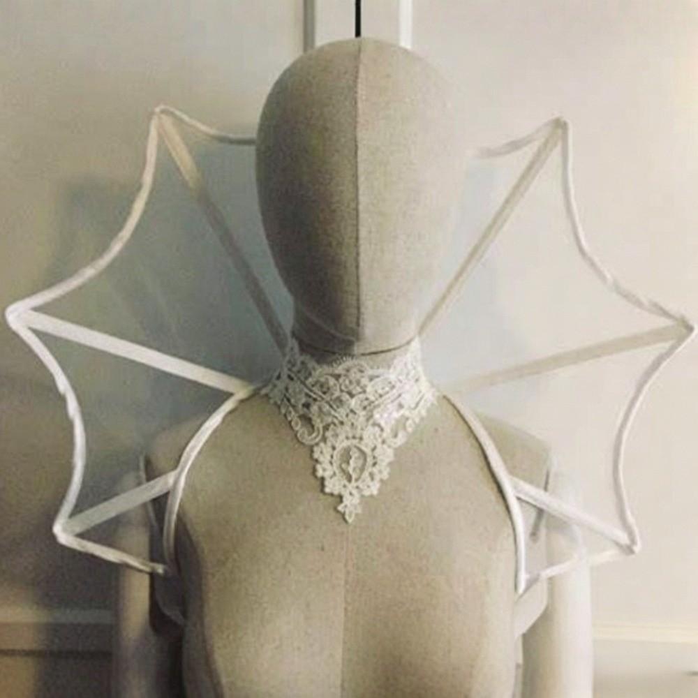 Lace Queen Cosplay Cloak Mesh Halloween Costume Accessories Victorian Stand Up Collar Women