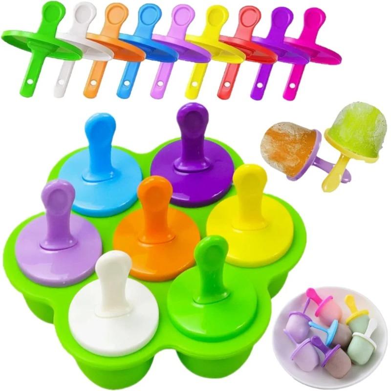 7 Holes DIY Ice Cream Pops Silicone Mold Ice Cream Ball Maker Popsicles Molds Baby Fruit Shake Home Kitchen Accessories Tool