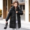 Medium and long hooded down cotton-padded clothes for women's winter new casual fashion warm small cotton-padded coat