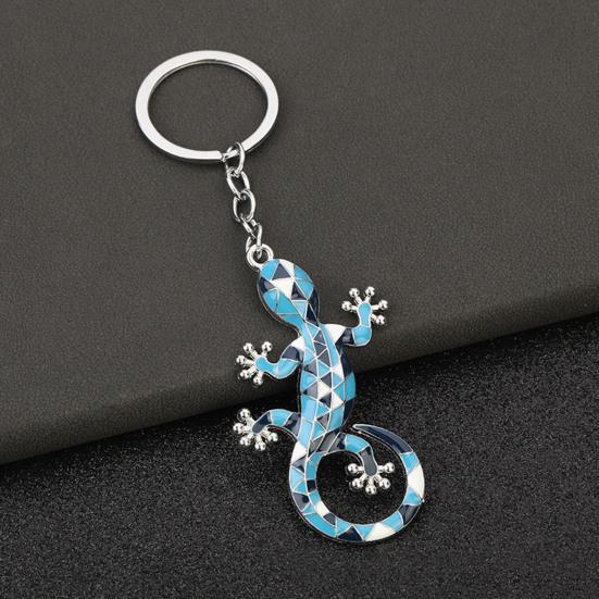 Keychain Pendant Geometric Pattern Imitation Gecko Design Zinc Alloy Key Chain Electroplated Design Key Holder Backpack Car Accessory