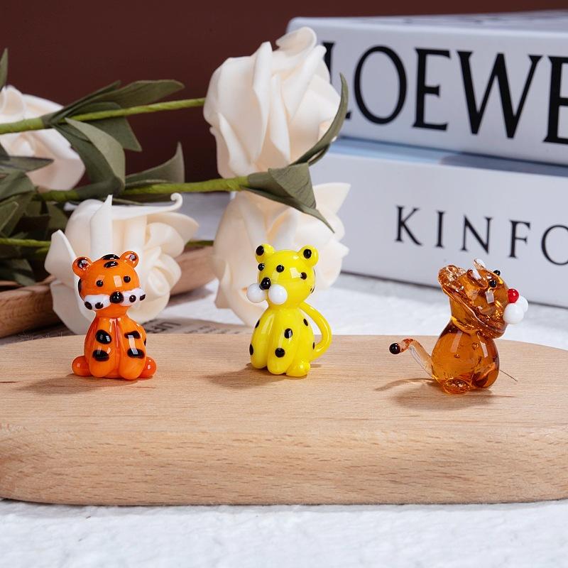 Japanese-style Mini Glass Animals Ornaments Cute Forest Tiger Lion Home Decor Figurines Micro Landscape Ornaments Accessories
