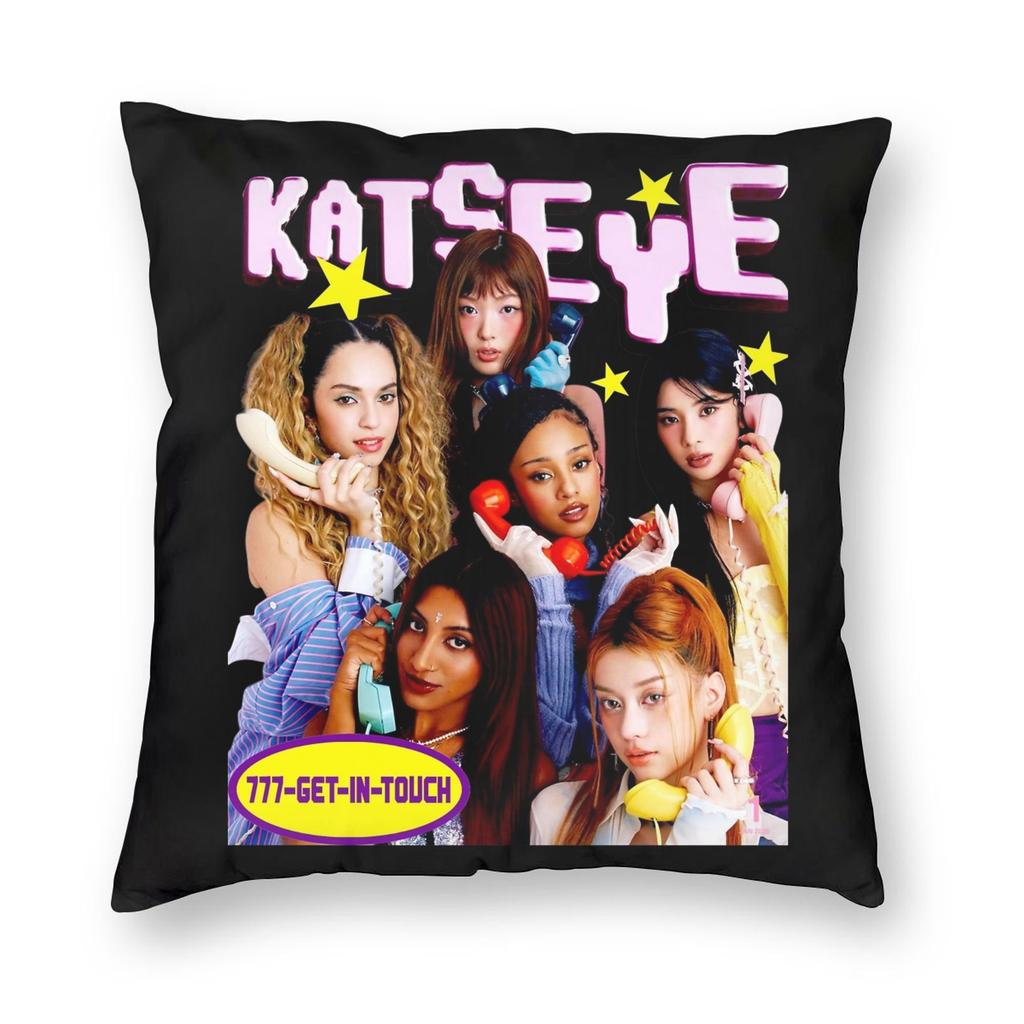 Katseye Kpop Style Y2K Group Pillowcase Printing Polyester Cushion Cover Decorations Pillow Case Cover Home Drop Shipping 45X45Cm