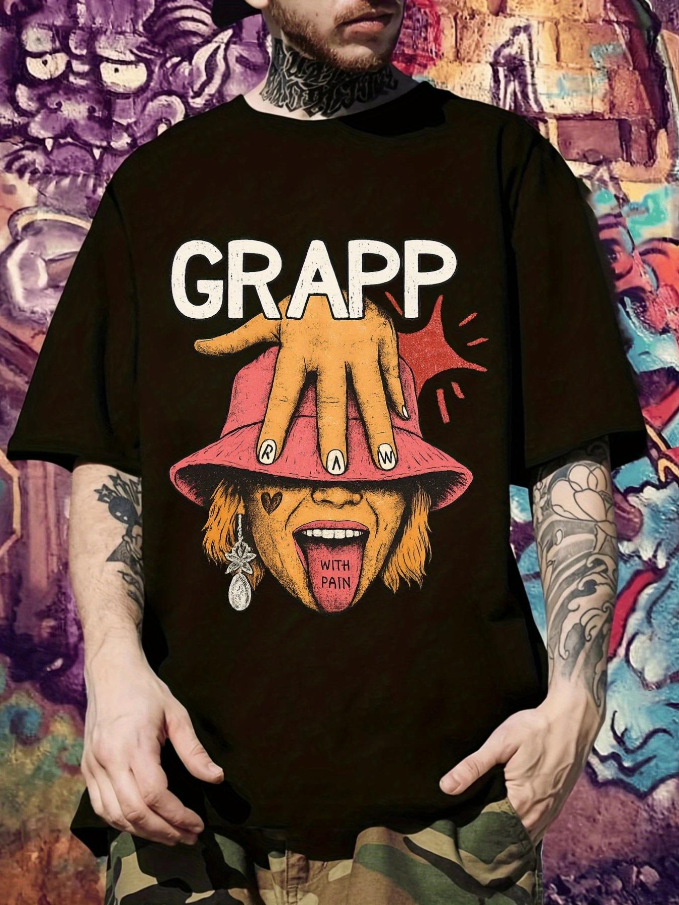 Graphic T-shirt - Bold GRAPP Lettering - Black Tee - Regular Fit Casual Everyday Shirt - Machine Washable Summer Streetwear Essential XXXL