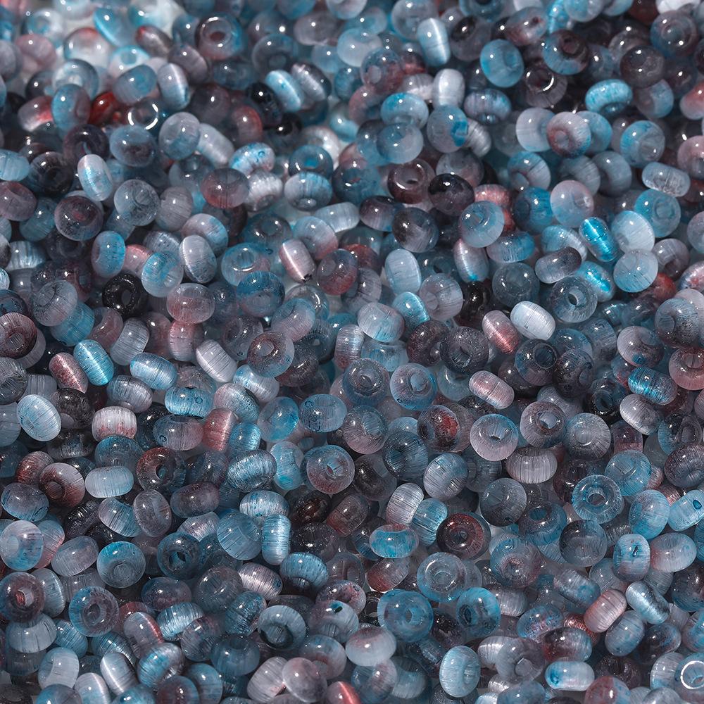 About 2 * 4mm Glass Two-color Cat's Eye Beads, DIY Bracelet Beaded Jewelry Accessories