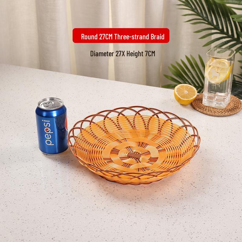 Round Wicker-Look Basket for Popcorn, Fries, Fruit, Snacks & More - Three-Line Edge