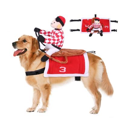 Funny Horse Riders Riding Costume for Dog Pet Holiday Accessories Halloween Suitable for Cats and Dogs