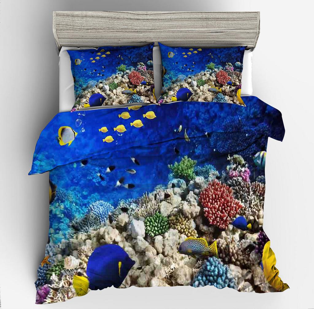 3D Digital Printing Underwater World Dolphin Series Quilt Set Three-Piece Set