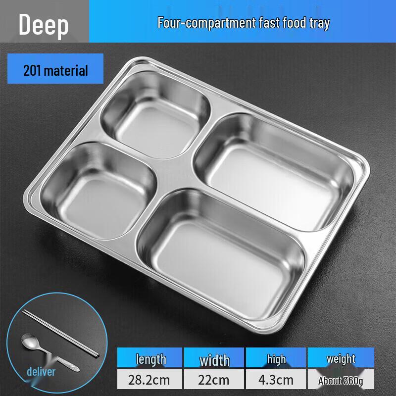 

Four-Compartment Stainless Steel Meal Tray