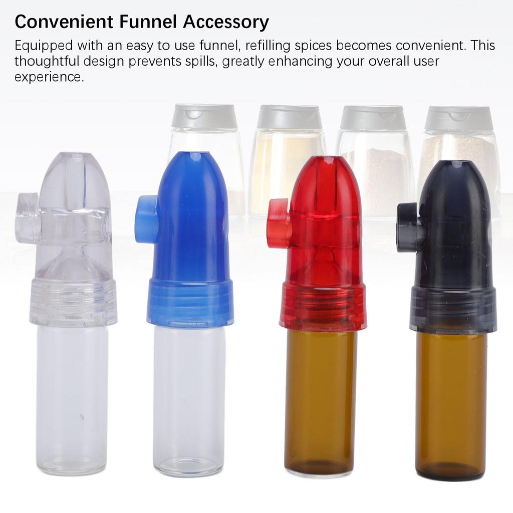 4PCS Portable Spices Dispenser with Knob Switch PP Refillable Mini Spices Storage Bottle Salt and Pepper Shaker with Funnel for Camping Travel
