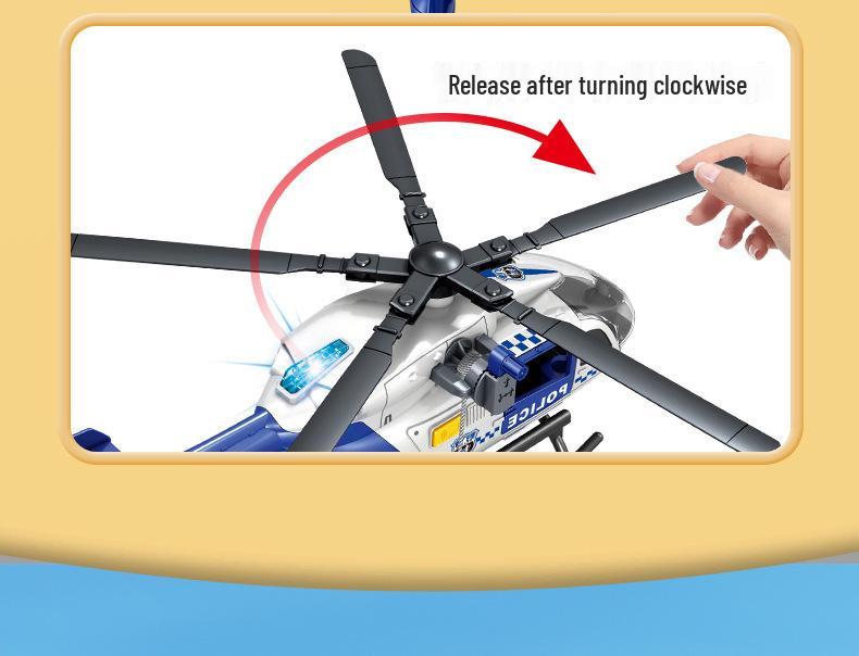 Children's Pull Back Police & Fire Rescue Helicopter Toy with Rotating Propeller - Simulation Model for Boys