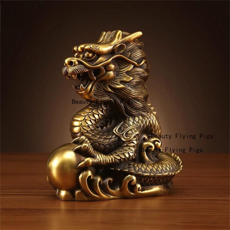 1pc Metal Dragon Ornament Zodiac Dragon Mascot Apartment, Shop Decoration Metal Handicrafts Feng Shui Accessories Animal Model