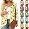 Damen Vintage Cardigan mit Blumenprint, Dreiviertelärm, Leicht, für Freizeit und Alltag