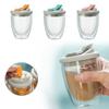 Cute Portable Water Cup Double Wall Glass Cup With Leak-Proof LidTransparent Insulated Coffee Cups Milk Tea Juice Mug Dinkware