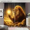 Lion Sun Curtains Majestic Starry Sky Print Polyester Bedroom Home Decor Light Blocking Set Of 2 Made Machine Washable