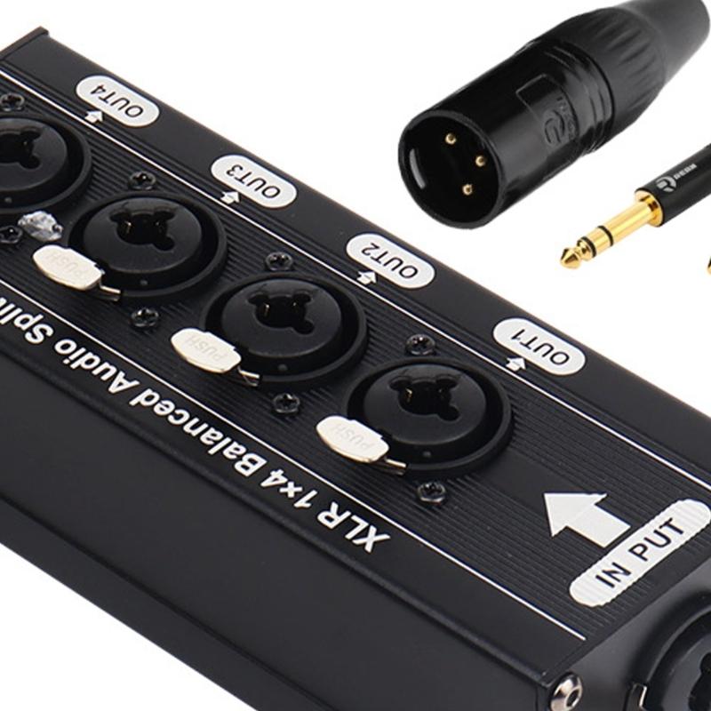 6.5mm 1 In 4 Out 3Pin Splitter Box Professional Distribution Ground Distribution Box 1 to 4 Splitter Studio Equipment