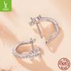 S925 Sterling Silver Platinum Plated Autumn Leaf Ear Buckle Exquisite Small Leaf Zircon Earrings Earrings