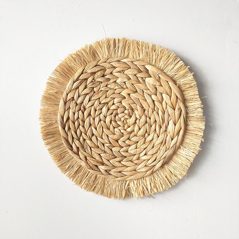 Bohemian Round Woven Straw Wall Decor for Bedroom or Dining Room