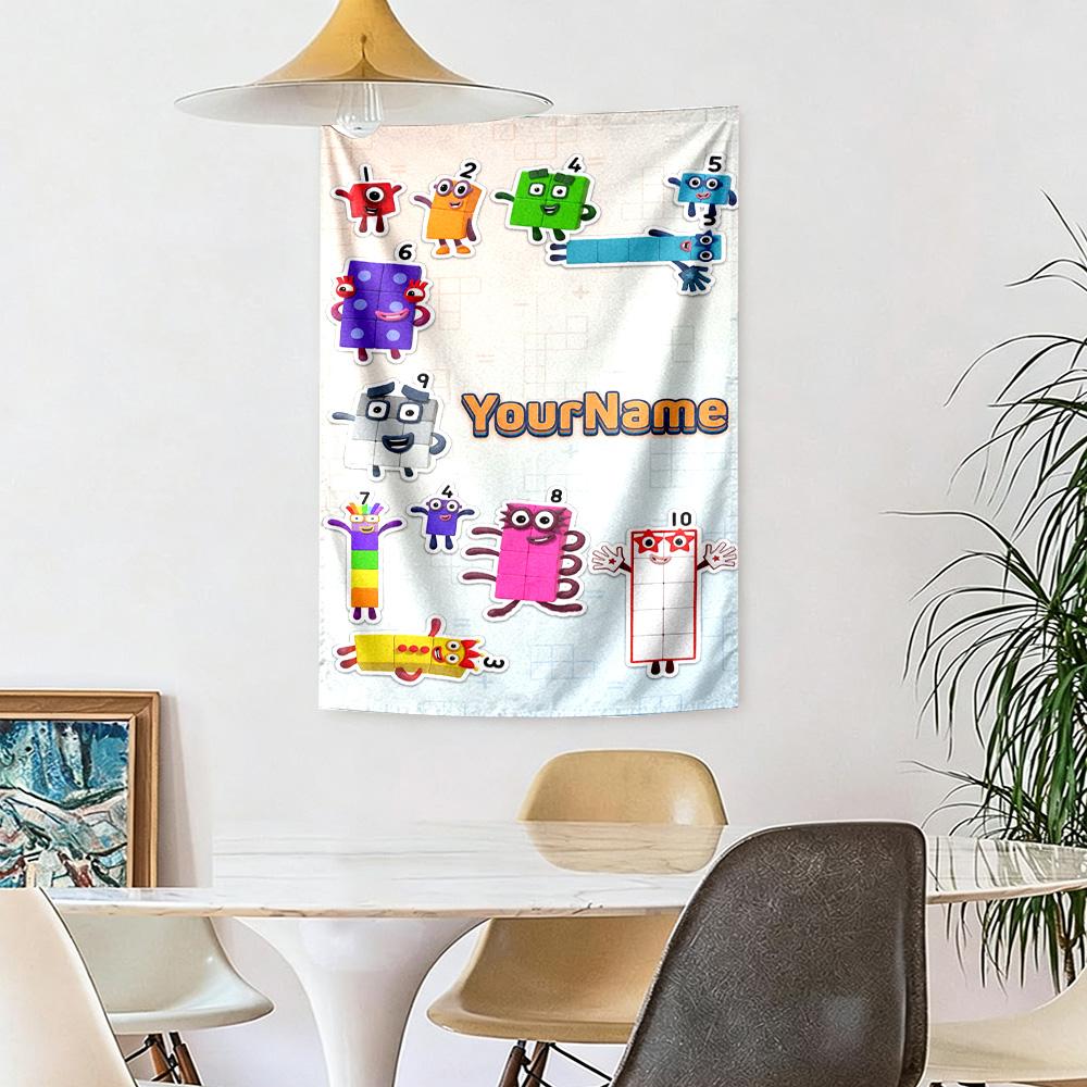 Numberblocks Vlastní jméno Nástěnná dekorace Gobelín Umění Pro památku mazlíčka Narozeniny Svatba Párty Pozadí Rodinný dárek