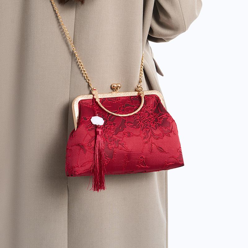 Red Bag Light Luxury Versatile Mother Wedding Bag Practical Messenger Handbag Mother-In-Law Wedding Bag
