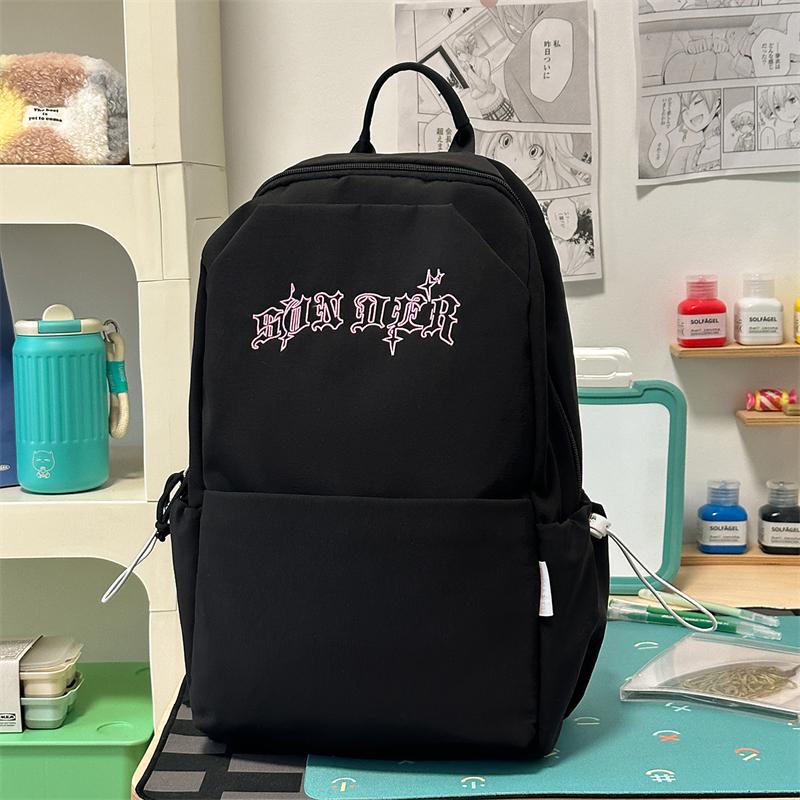 College Style Student Schoolbag Large Capacity Embroidered Backpack