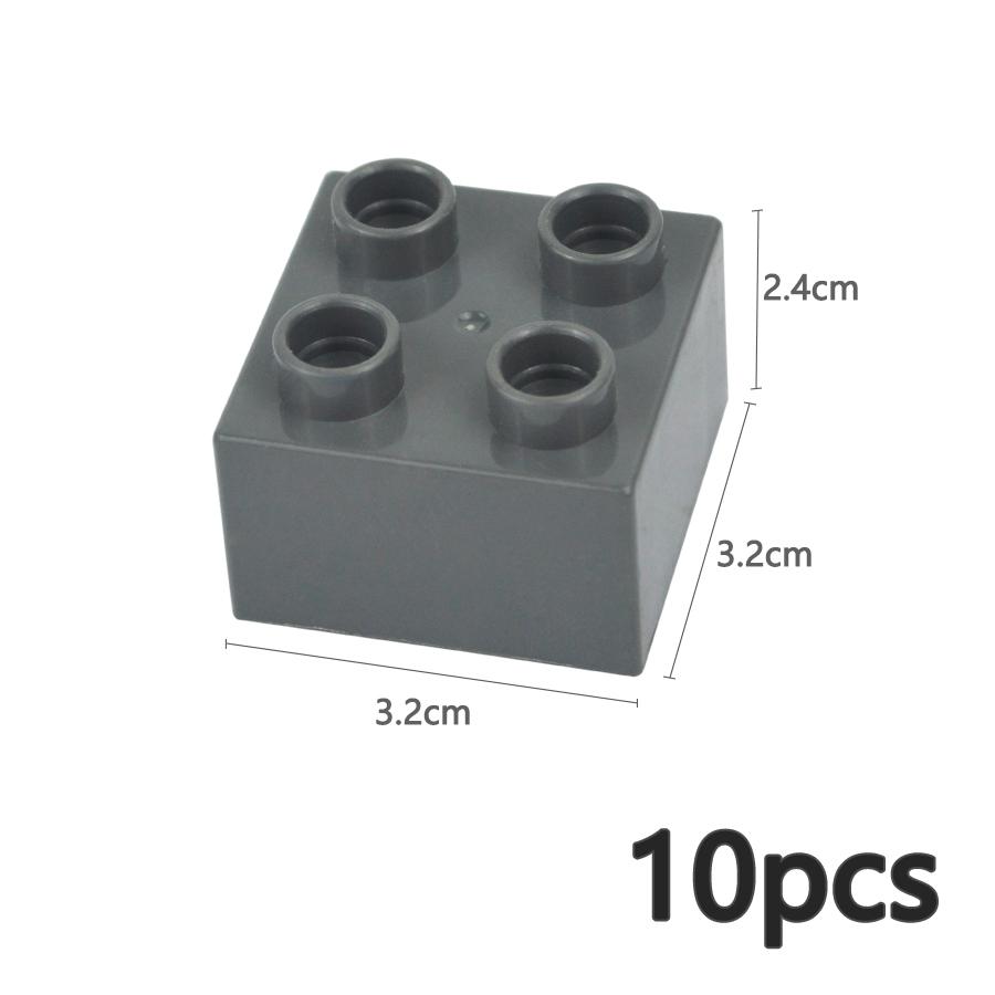 10 STUKS Grote Kleurrijke Bouwstenen 2x2 Noppen - Dikke Stenen voor Kinderen, Educatief Speelgoed Compatibel met Duplo