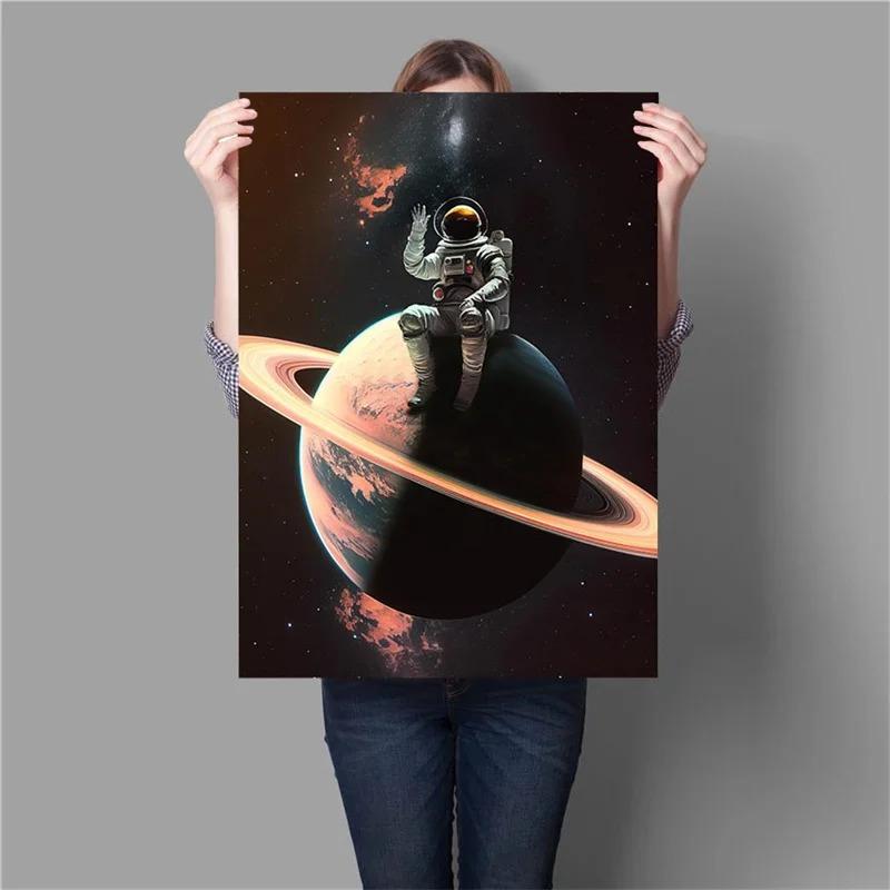 My Space Date Mural My Space Surfing Day Canvas Posters Prints Astronaut's Space Journey Canvas Painting for Home Room Decor