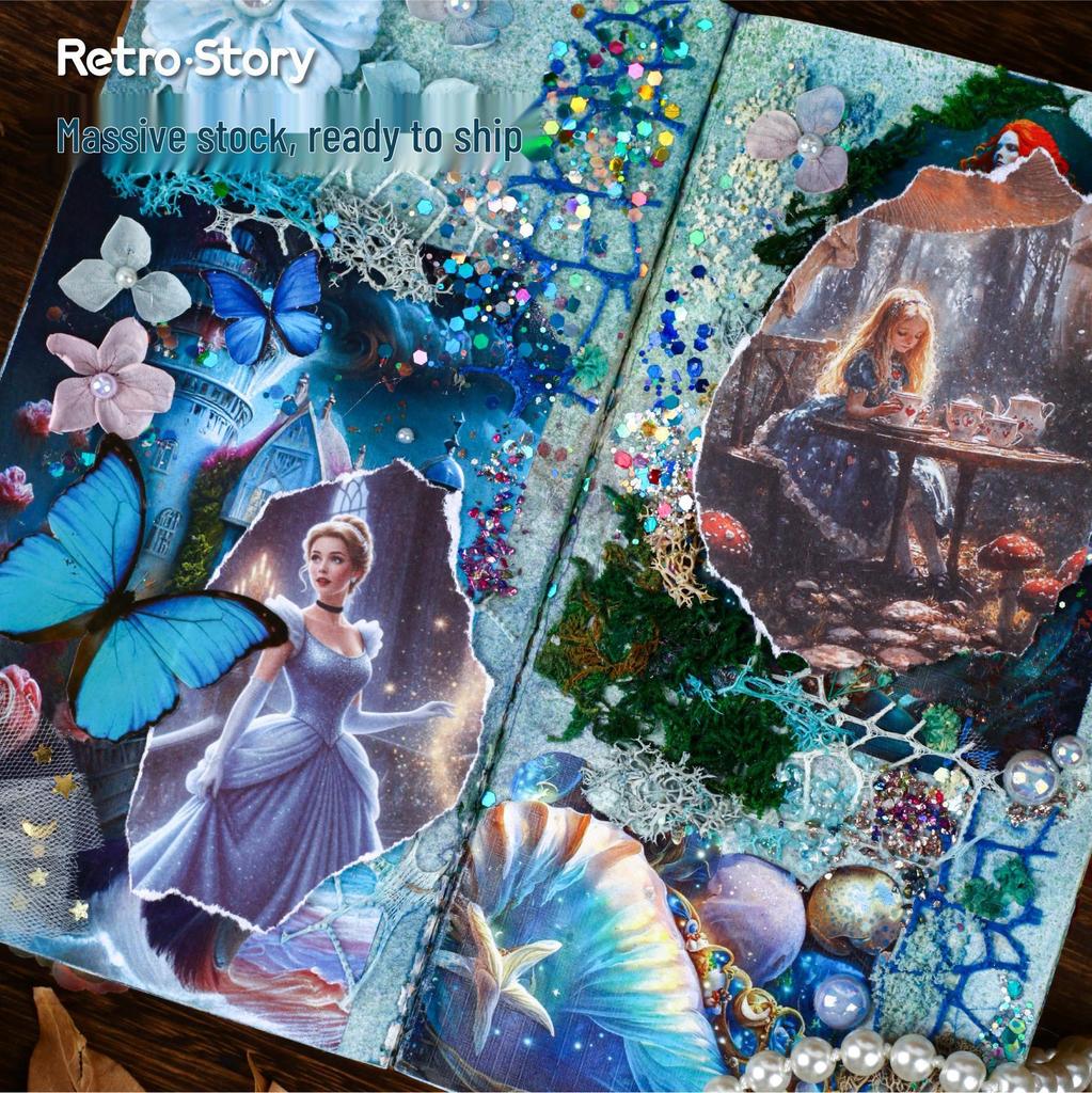 Elegantly Curated Retro Fairytale Character Stickers - High-End PET Journal Series