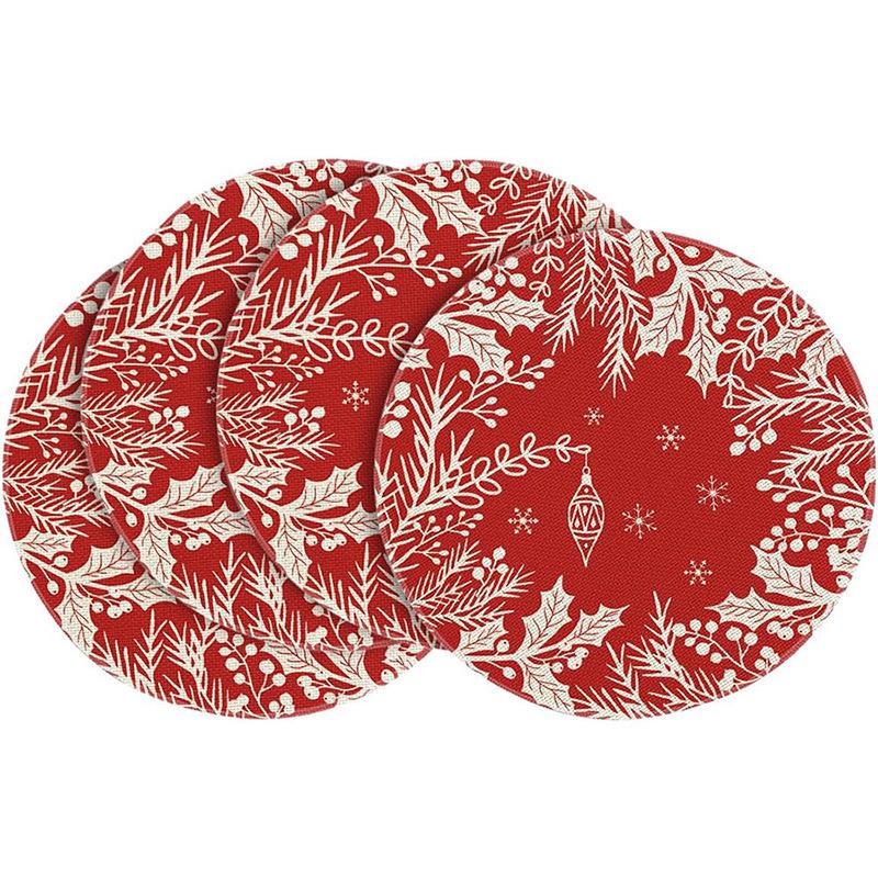 Festive Style Christmas Round Placemats - 4-Piece Set for Holiday Table Decor
