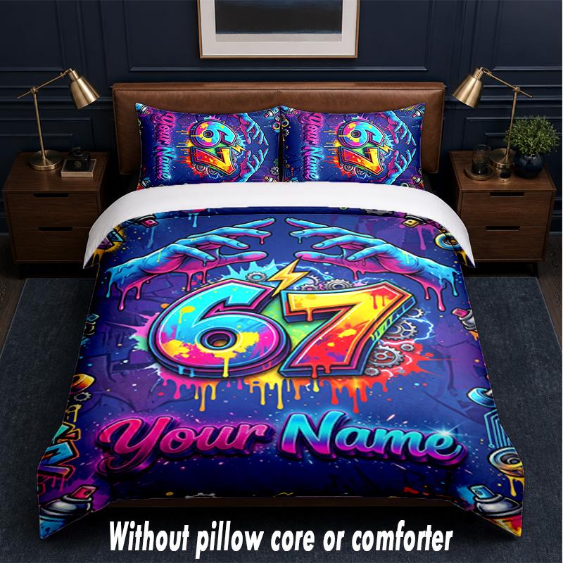 Celebration Party Theme Custom Text Or Name 3Pcs Bedding Set,1 Flat Sheet & 2 Pillowcases Personalized Home Bedding