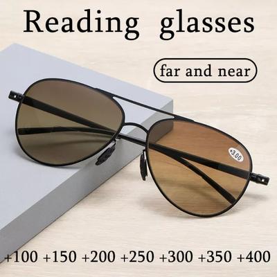 Stylish Reading-Use Sunglasses Men Bifocal Presbyopic Eyeglasses +100 To +350 Ultralight Anti Glare Outdoor Fishing Shades Eyewear