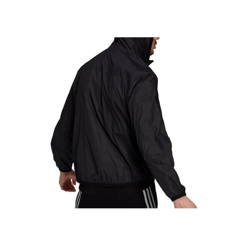 Adidas Solid Color Kangaroo Pocket Half-Zip Detail Hooded Jacket Men Outerwear Black GQ6265