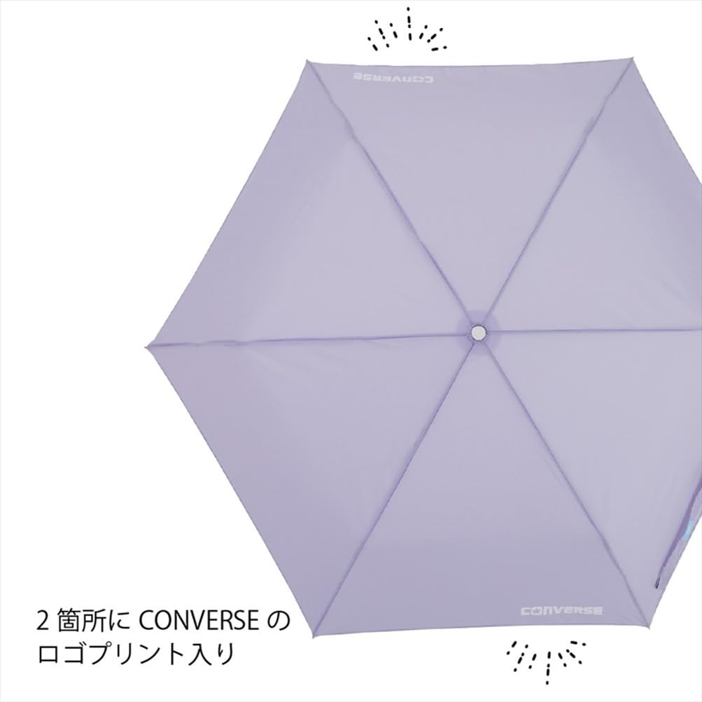 Ogawa Converse Kids' Folding Umbrella, Manual Open, 55cm, 6 Ribs, Navy, Solid Color, One-Point Logo, Antibacterial Handle, Water-Repellent, 20351