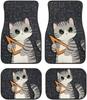 Van Car Interior Accessories 4-Piece Car Protector Mat Highland Cow Sunflowers Print All Weather Car Floor Mats Universal Fit Automotive SUV Sedan