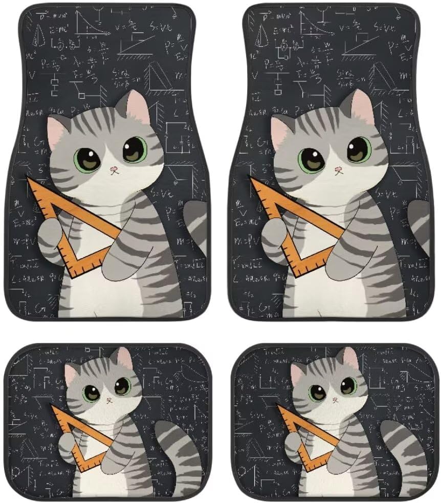 Van Car Interior Accessories 4-Piece Car Protector Mat Highland Cow Sunflowers Print All Weather Car Floor Mats Universal Fit Automotive SUV Sedan