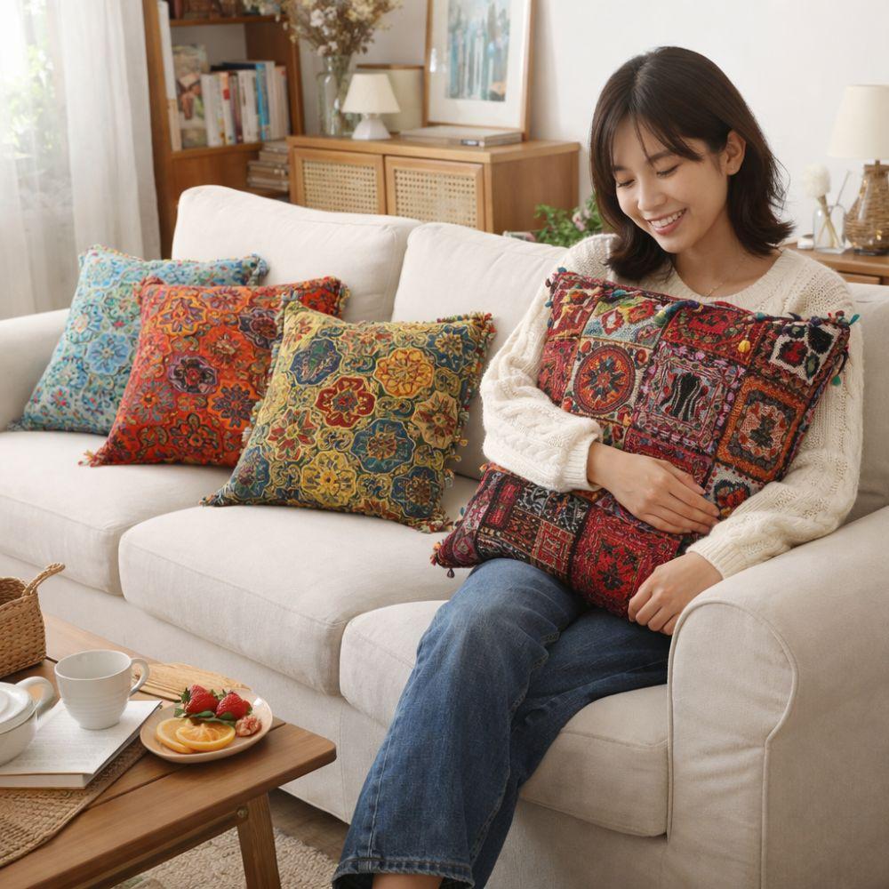 Retro Ethnic Style Cushion Super Soft Throw Pillows Household Decorative Cushion  Living Room Decor